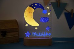 Detská nočná lampa s menom - mesiačik